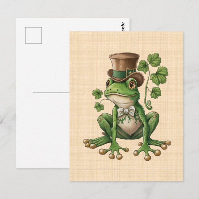 Saint Patrick - Grenouille Chapeau irlandais Vykort (Fram/baksida)