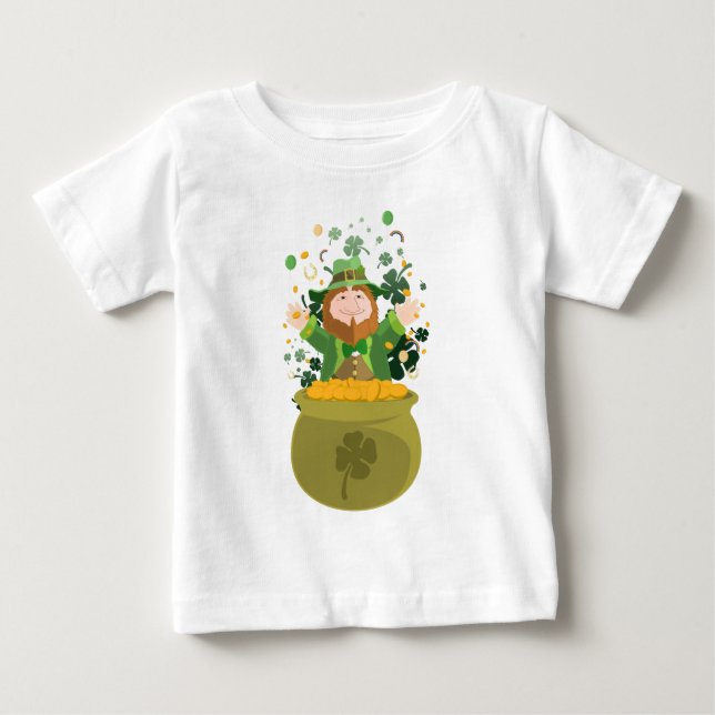 Saint patrick Leprechaun Guld T Shirt (Framsida)