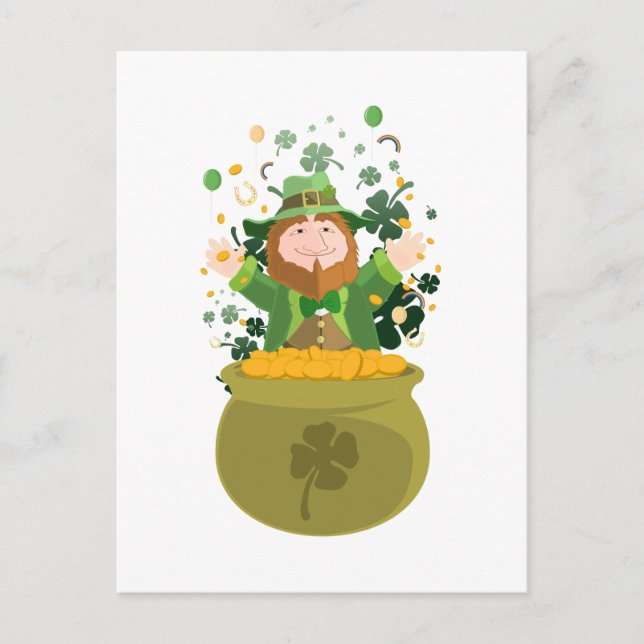 Saint patrick Leprechaun Guld Vykort (Framsida)