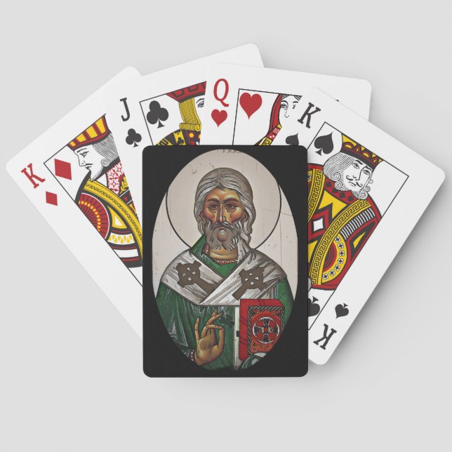 Saint patrick med Heliga Scripture Casinokort (Baksidan)