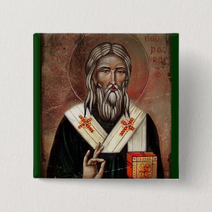 Saint patrick med upphöjt Hand Knapp