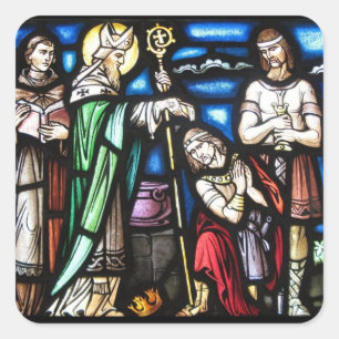 Saint patrick och hans anhängare fyrkantigt klistermärke