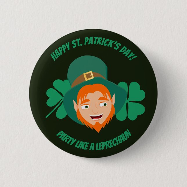 Saint patrick Party som en Leprechaun Button Knapp (Framsida)