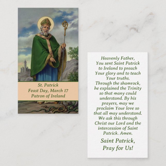 Saint patrick Prayer Card (Fram/baksida)