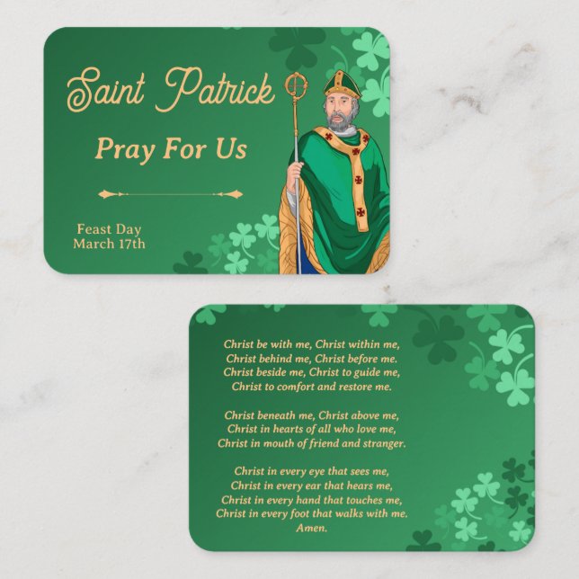 Saint Patrick Prayer Card – Breastplate Prayer Placeringskort (Fram/baksida)