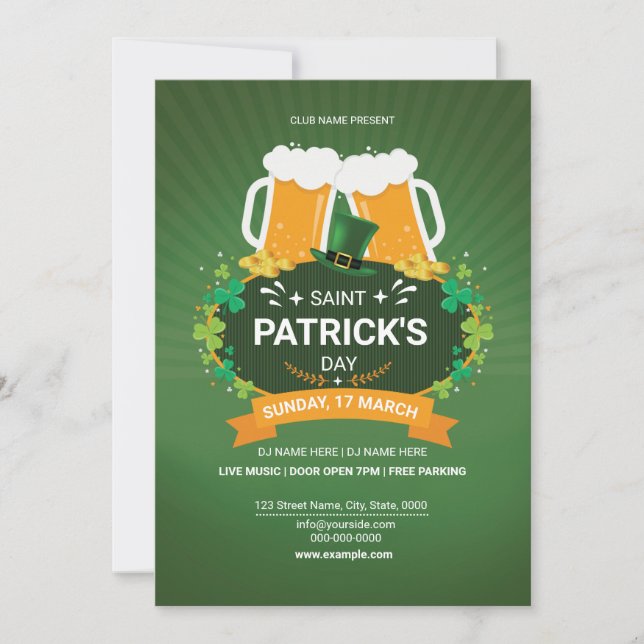 Saint Patrick’s Day Party Invitation Inbjudningar (Framsida)