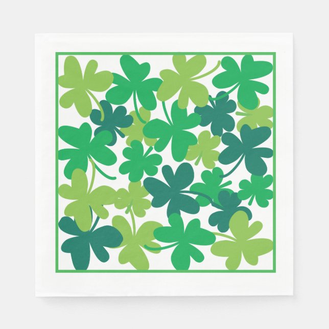 Saint Patrick’s Day Shamrock Green Napkins Pappersservett (Framsidan)