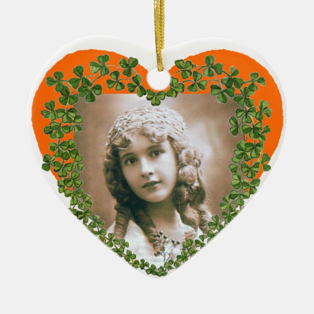 SAINT PATRICK SHAMROCK HEART PHOTO TEMPLATE JULGRANSPRYDNAD KERAMIK (Framsidan)