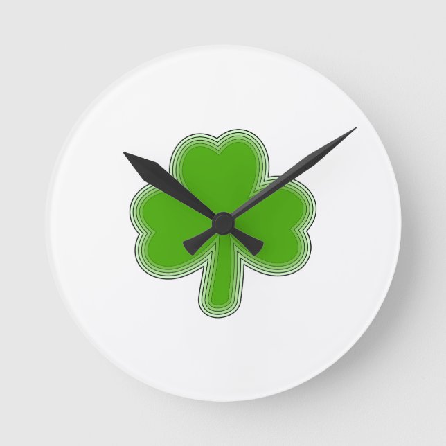 Saint patrick Shamrock Teckning Rund Klocka (Framsida)