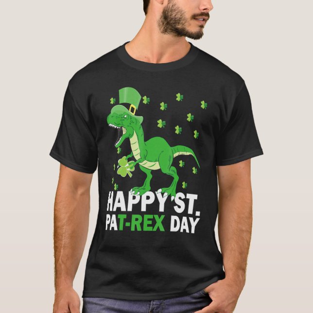 Saint Patricks Boys Day Pajamas T Rex Saint Dinosa T Shirt (Framsida)