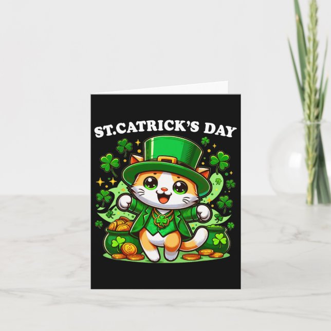 Saint Patricks Catricks Day Cats Saint Pattys Cat  Kort (Framsida)