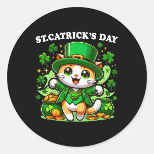 Saint Patricks Catricks Day Cats Saint Pattys Cat Runt Klistermärke