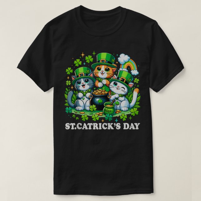Saint Patricks Catricks Day Cats Saint Pattys Cat  T Shirt (Design framsida)