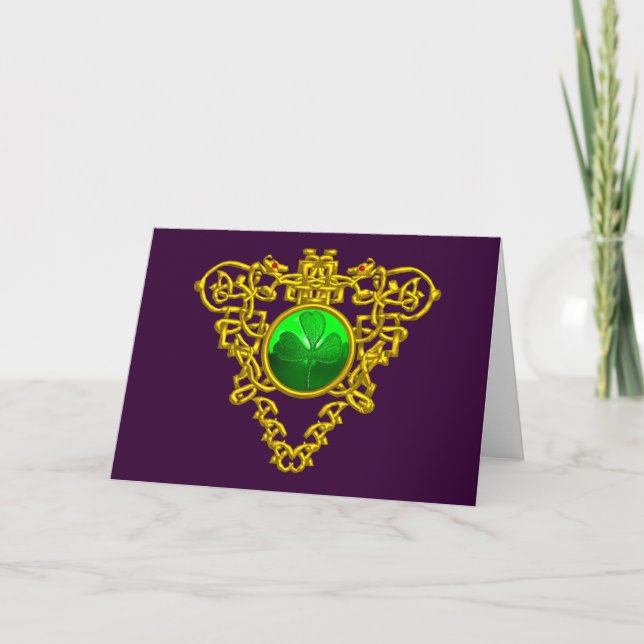 SAINT PATRICK'S CELTISKA HJÄRTA,lila,vit Kort (Framsida)