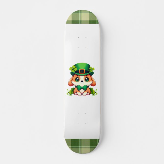 Saint Patricks dag valp  Mini Skateboard Bräda 18,5 Cm (Framsida)