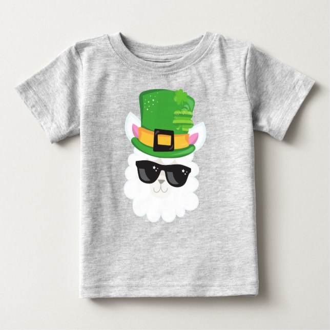 Saint patrick's day, Alpaca, Llama, Leprechaun Hat T Shirt (Framsida)