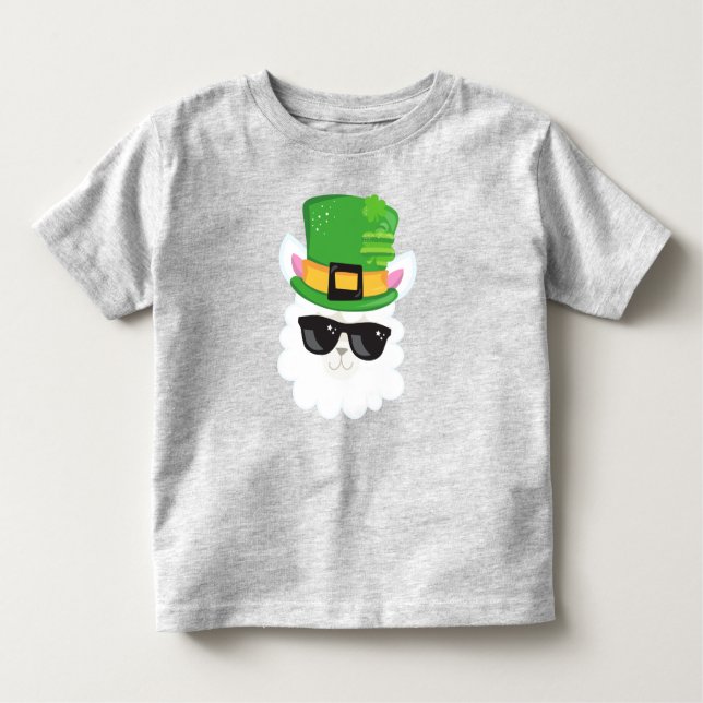 Saint patrick's day, Alpaca, Llama, Leprechaun Hat T Shirt (Framsida)