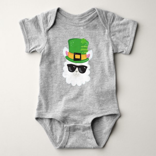 Saint patrick's day, Alpaca, Llama, Leprechaun Hat T Shirt (Framsida)