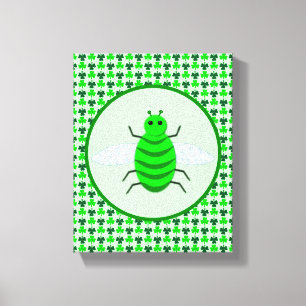 Saint Patricks Day Bee och Shamrocks Canvastryck