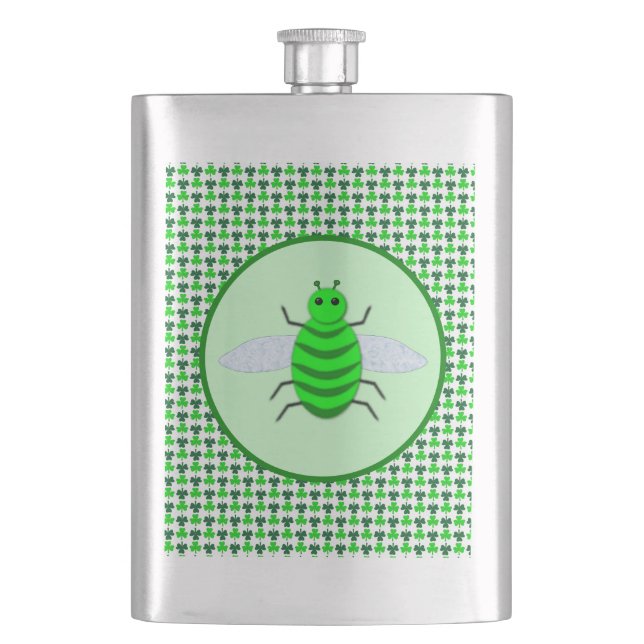 Saint Patricks Day Bee och Shamrocks Fickplunta (Framsidan)