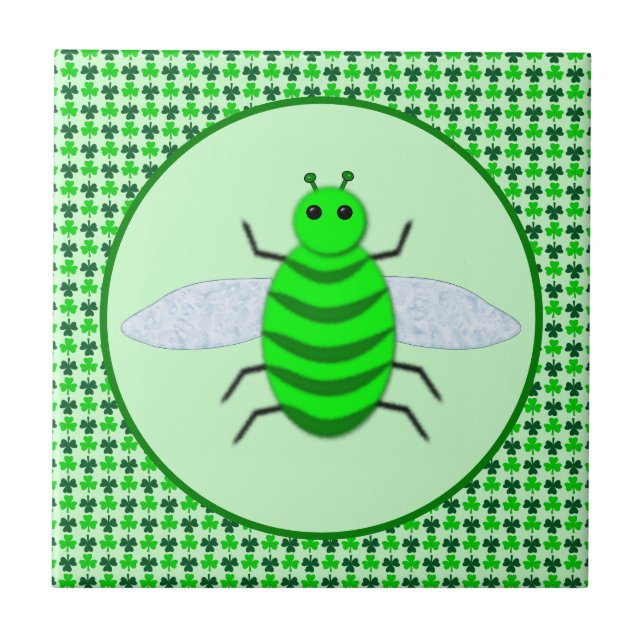 Saint Patricks Day Bee och Shamrocks Kakelplatta (Framsidan)