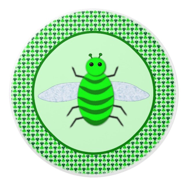 Saint Patricks Day Bee och Shamrocks Knopp (Framsidan)