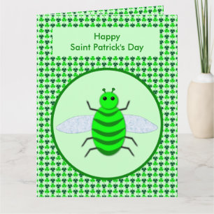 Saint Patricks Day Bee och Shamrocks Kort