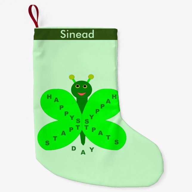 Saint patrick's day Butterfly Anpassningsbar Stock Liten Julstrumpa (Framsidan)