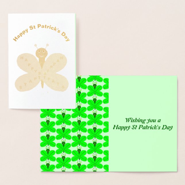 Saint Patricks Day Butterfly Foil Card Folierat Kort (Display)