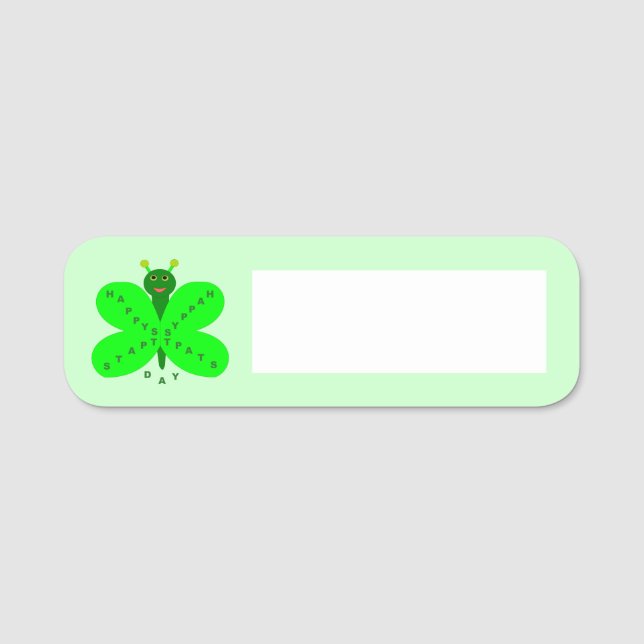 Saint Patricks Day Butterfly Namnbricka (Framsida)