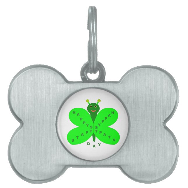 Saint Patricks Day Butterfly Pet Tag Namnbricka Husdjur (Framsidan)
