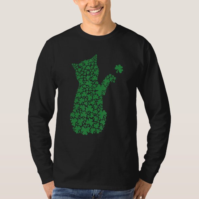 Saint Patrick's Day Cat Shamrock Kitten T Shirt (Framsida)