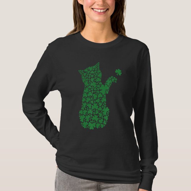 Saint Patrick's Day Cat Shamrock Kitten T Shirt (Framsida)