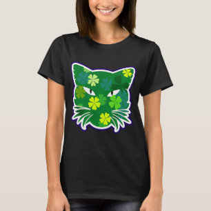 Saint patrick's day Cat Silhouette Grönt Shamrock T Shirt