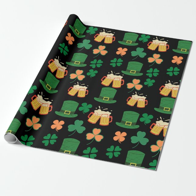 Saint patricks day celtisk,irisk rolig öl,lyckoamu presentpapper (Utrullad)