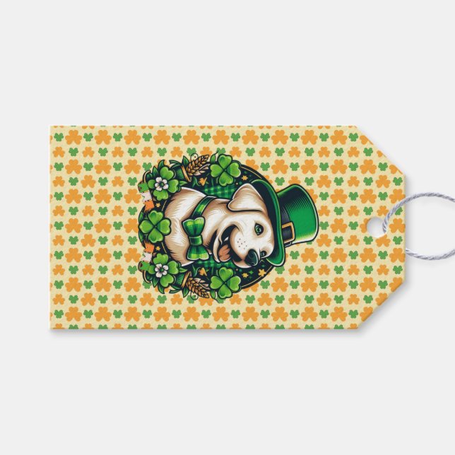 Saint patrick's day Cute Hund Presentetikett (Framsidan (Horisontell))