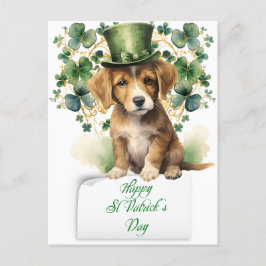 Saint patrick's day Cute Irish Puppy Helg Vykort
