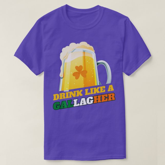 Saint Patricks Day dricker som en Gallagher T Shirt (Design framsida)