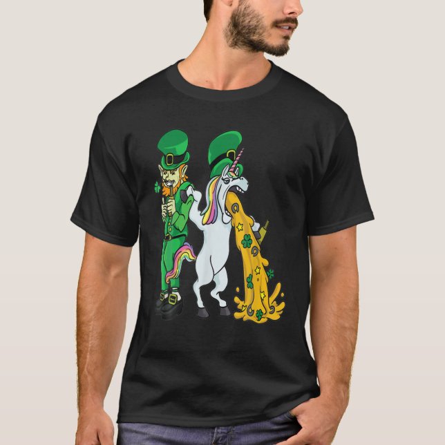 Saint patrick's day Drunk Unicorn Leprechaun Hat V T Shirt (Framsida)