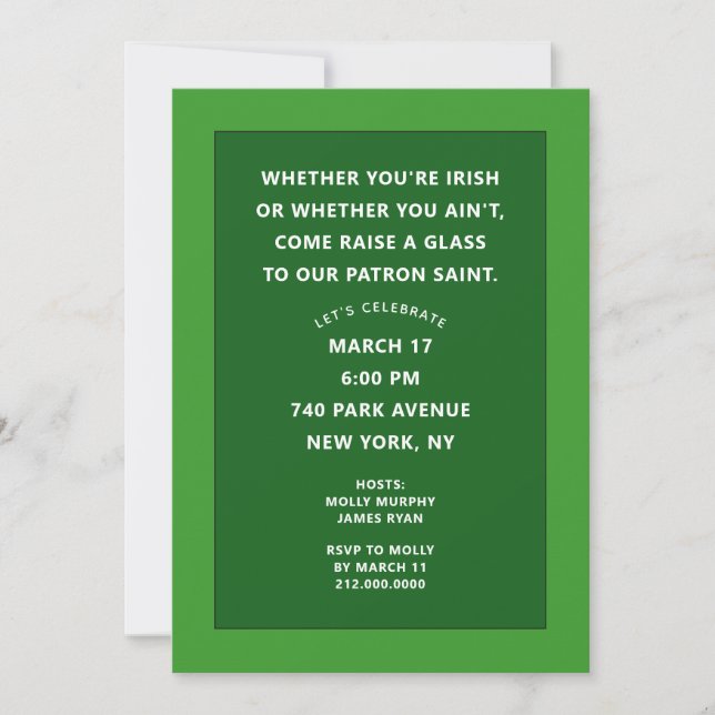 Saint Patrick's Day Fest Invitationer Inbjudningar (Framsida)
