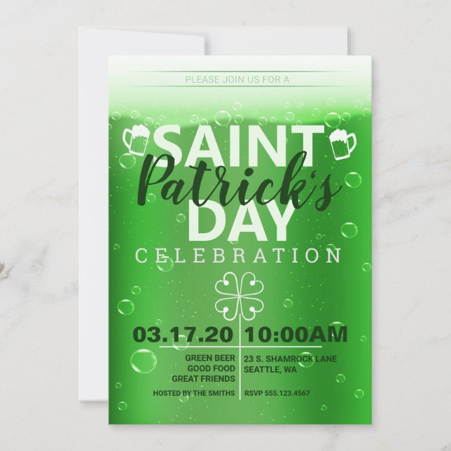 Saint patrick's day Firande Party Inbjudningar (Framsida)