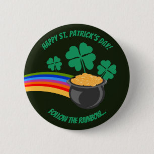 Saint patrick's day följer regnbågsknappen knapp
