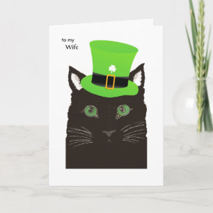 Saint patrick's day för frun - Black Cat Grönt Hat Kort