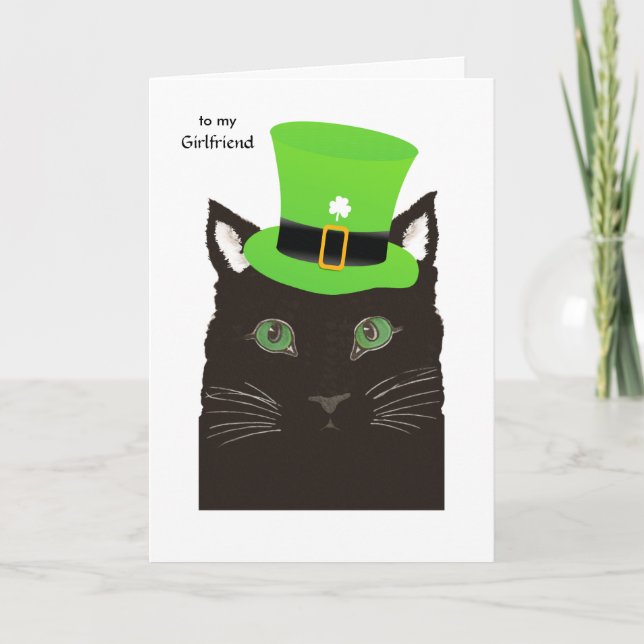 Saint Patricks Day for Girlkompis Black Cat i Hat Kort (Framsida)
