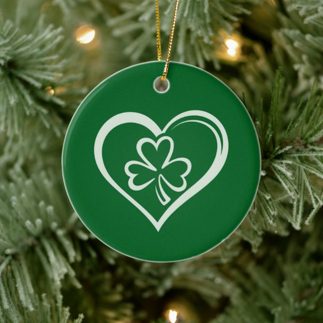 Saint patrick's day Funny Shamrock Heart Irish Julgransprydnad Keramik (Träd)