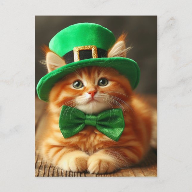 Saint Patricks Day Ginger Kitten Vykort (Framsida)