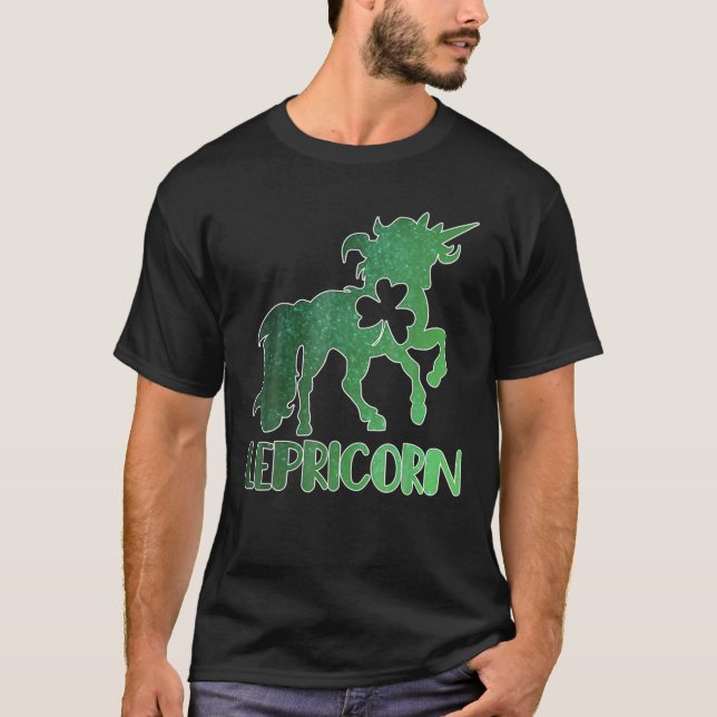 Saint Patricks Day Girls Unicorn Graphic Shamrock T Shirt (Framsida)