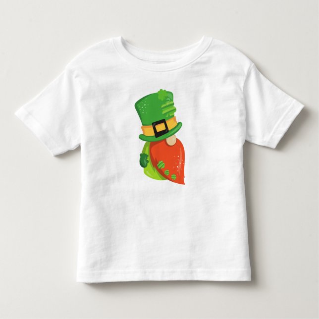 Saint patrick's day Gnome, Leprechaun Hat, Klöver T Shirt (Framsida)