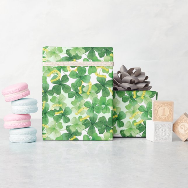 Saint Patrick's Day Grön Fyrklöver Guld   Presentpapper (Baby Shower)