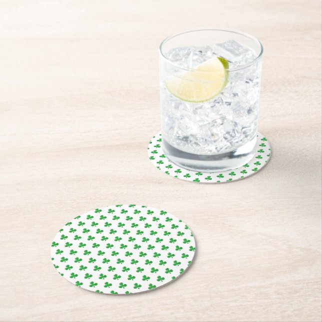 Saint Patrick's Day Grön irländsk klöver Shamrock Underlägg Papper Rund (Insitu)